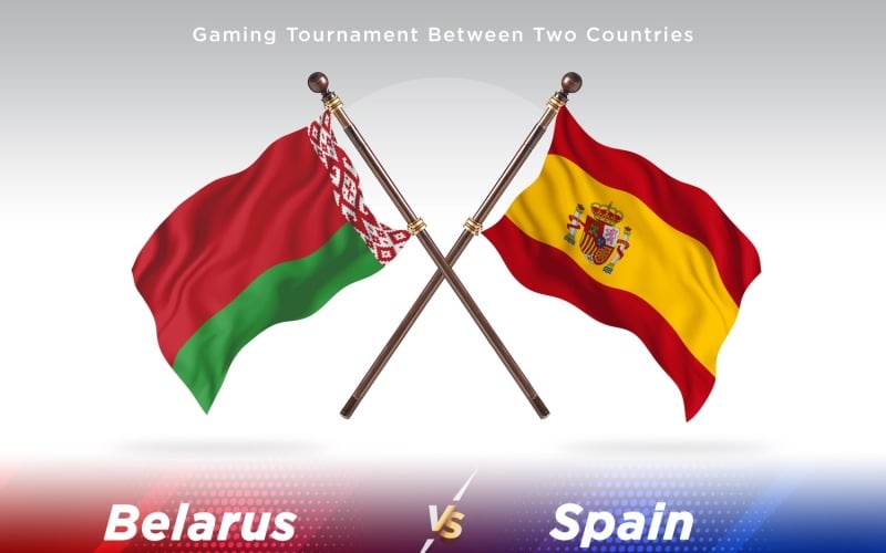 Belarus versus Spain Two Flags Illustration
