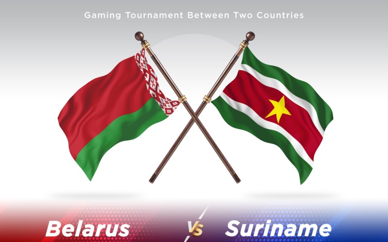 Belarus versus Suriname Two Flags Illustration
