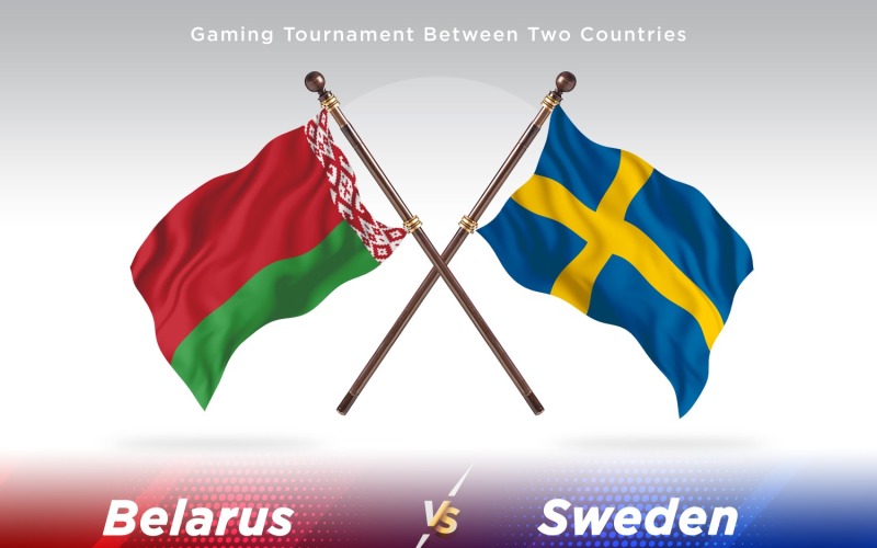 Belarus versus Sweden Two Flags Illustration