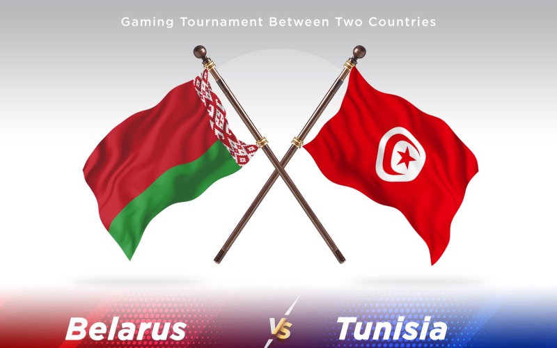 Belarus versus Tunisia Two Flags Illustration