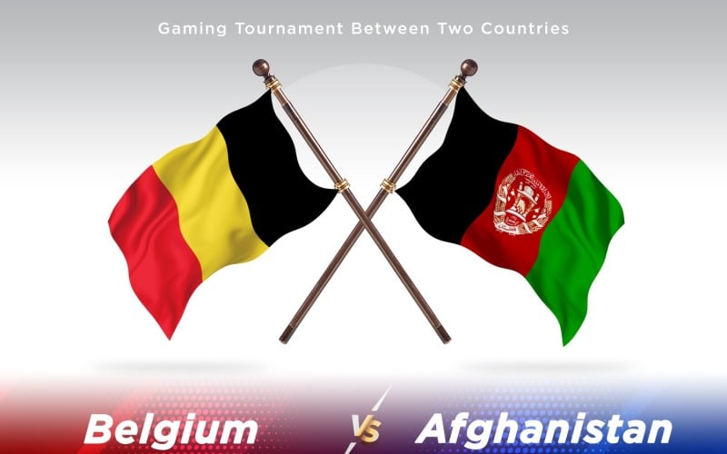 Belgium versus Afghanistan Two Flags Illustration