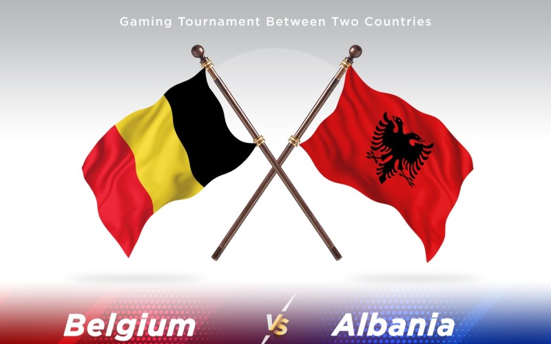 Belgium versus Albania Two Flags Illustration