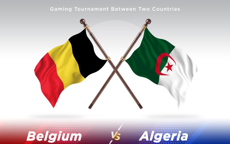 Belgium versus Algeria Two Flags Illustration