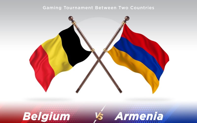 Belgium versus Armenia Two Flags Illustration