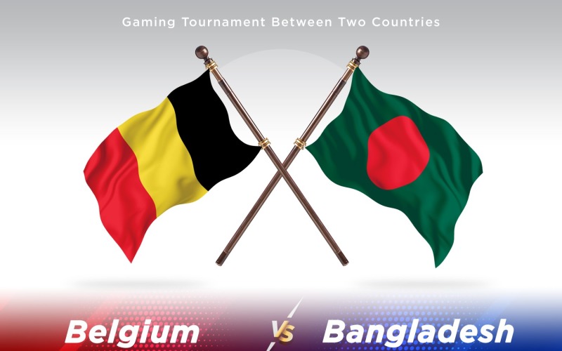 Belgium versus Bangladesh Two Flags Illustration