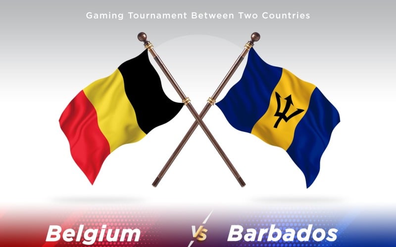 Belgium versus Barbados Two Flags Illustration