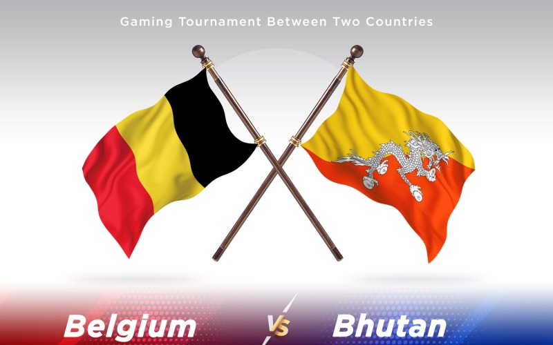 Belgium versus Bhutan Two Flags Illustration