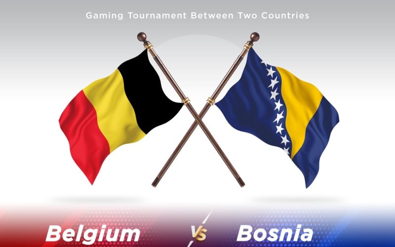 Belgium versus Bosnia and Herzegovina Two Flags Illustration
