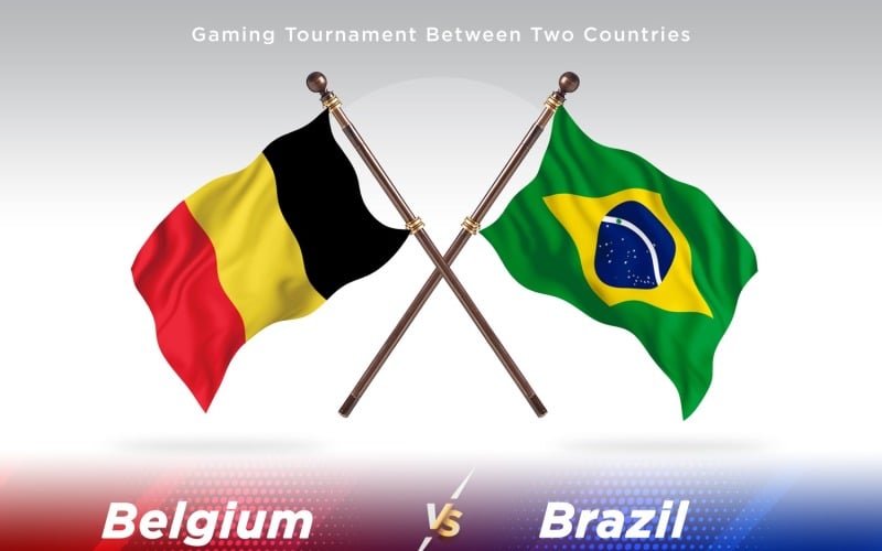 Belgium versus brazil Two Flags Illustration