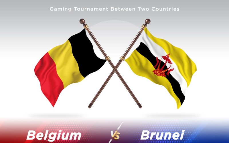 Belgium versus Brunei Two Flags Illustration