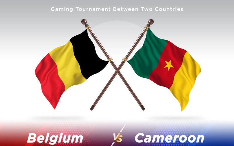 Belgium versus Cameroon Two Flags Illustration