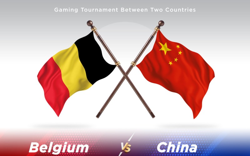 Belgium versus china Two Flags Illustration