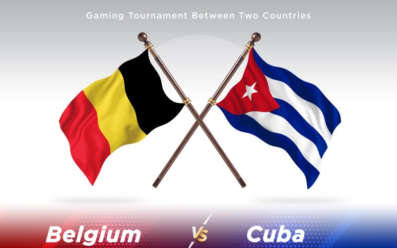 Belgium versus Cuba Two Flags Illustration