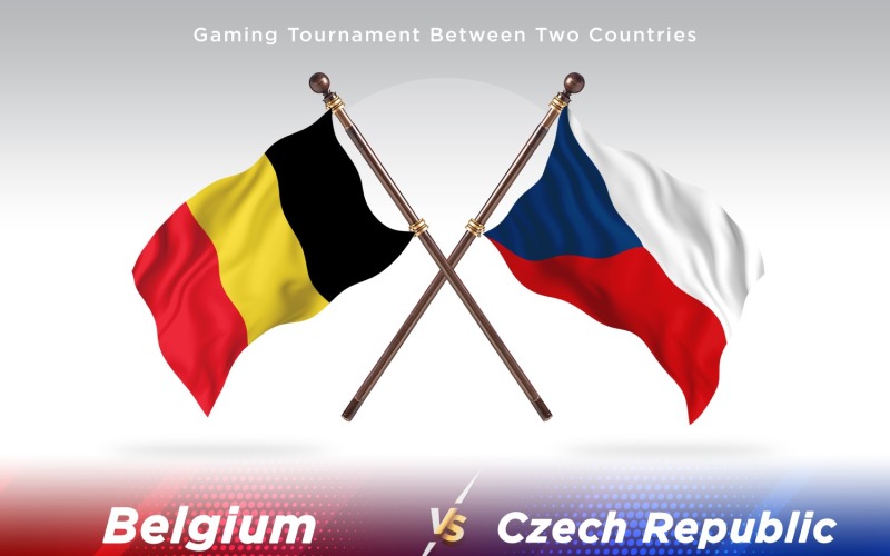Belgium versus Czech republic Two Flags Illustration