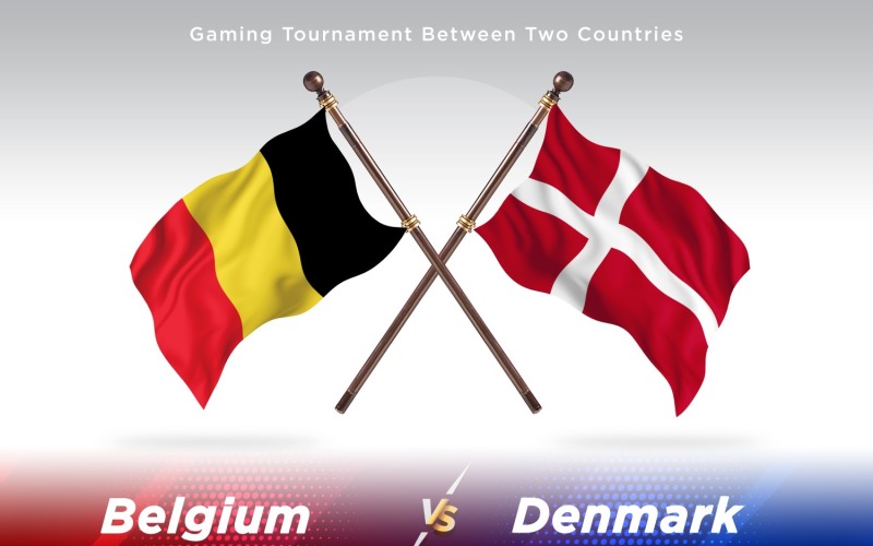 Belgium versus Denmark Two Flags Illustration