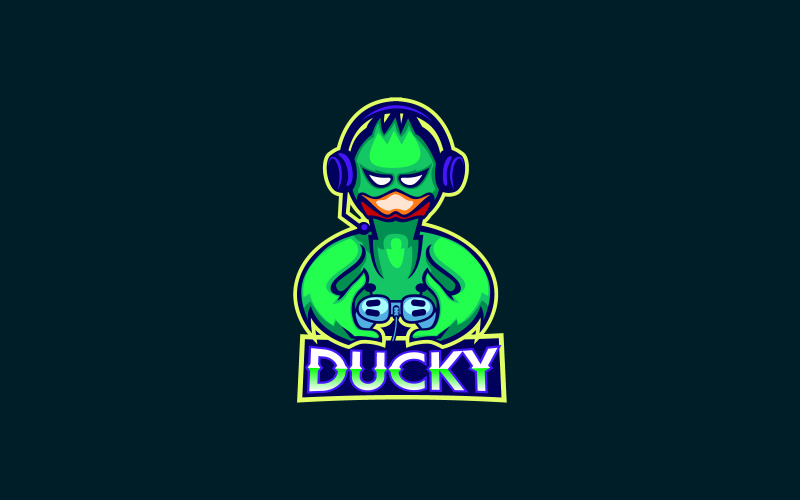 Ducky Mascot Gaming Logo Design Illustration