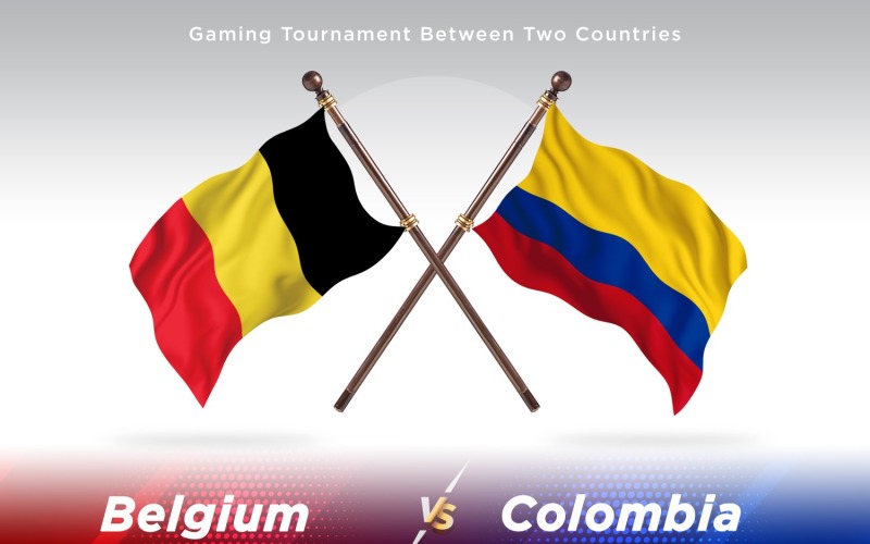 Belgium versus Colombia Two Flags Illustration
