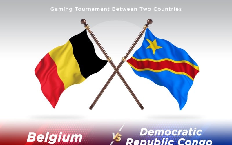 Belgium versus Congo_ democratic republic Two Flags Illustration