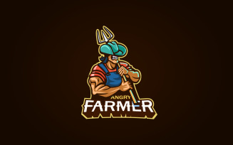 Farmer Logo Mascot Vector Concept