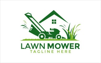 Lawn mower home service vector design template