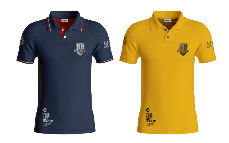 Men's Short Sleeve Polo Shirt Mockup. Front Side Product Mockup