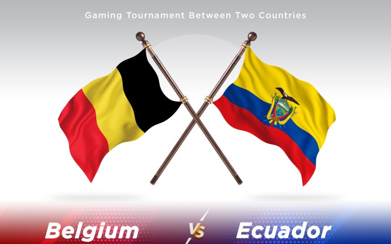 Belgium versus Ecuador Two Flags Illustration