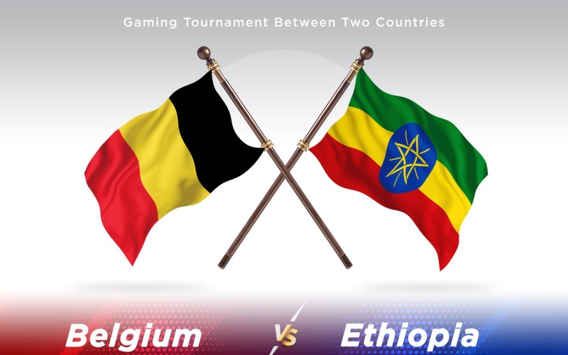 Belgium versus Ethiopia Two Flags Illustration