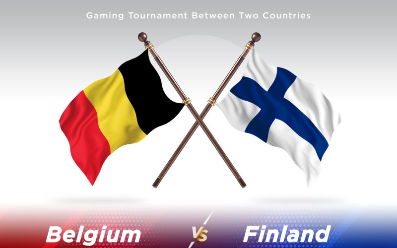 Belgium versus Finland Two Flags Illustration