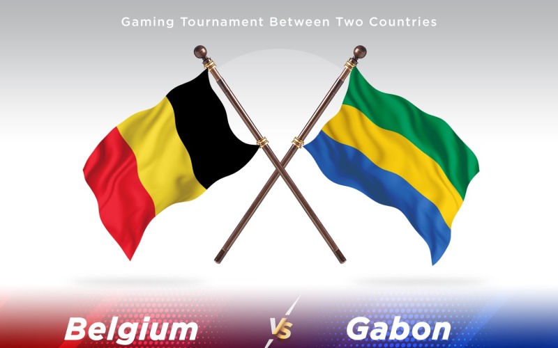 Belgium versus Gabon Two Flags Illustration