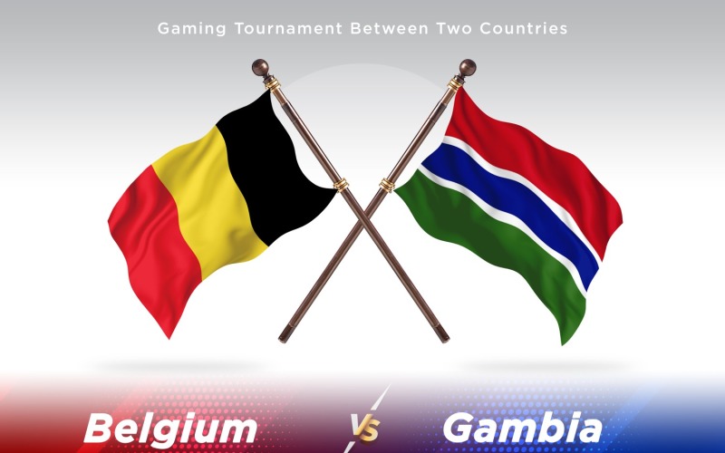 Belgium versus Gambia Two Flags Illustration