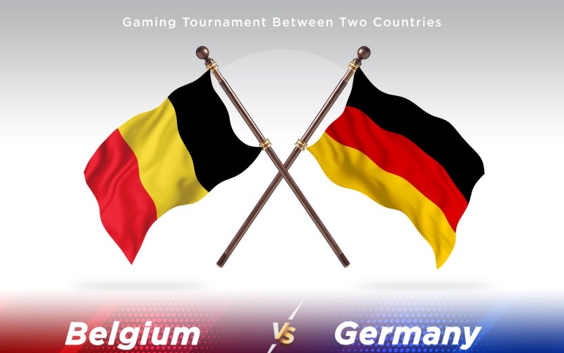 Belgium versus Germany Two Flags Illustration