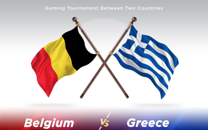 Belgium versus Greece Two Flags Illustration