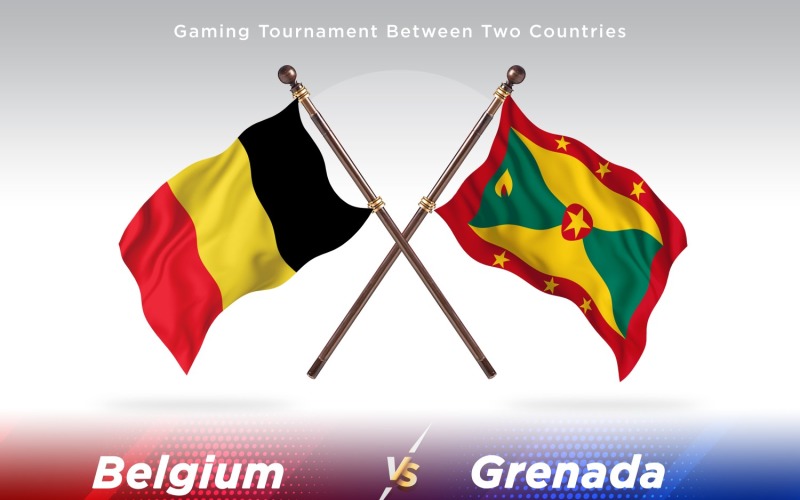 Belgium versus Grenada Two Flags Illustration