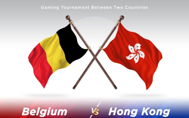 Belgium versus Hong Kong Two Flags Illustration