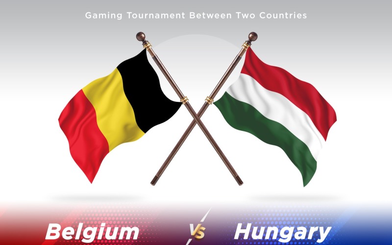Belgium versus Hungary Two Flags Illustration