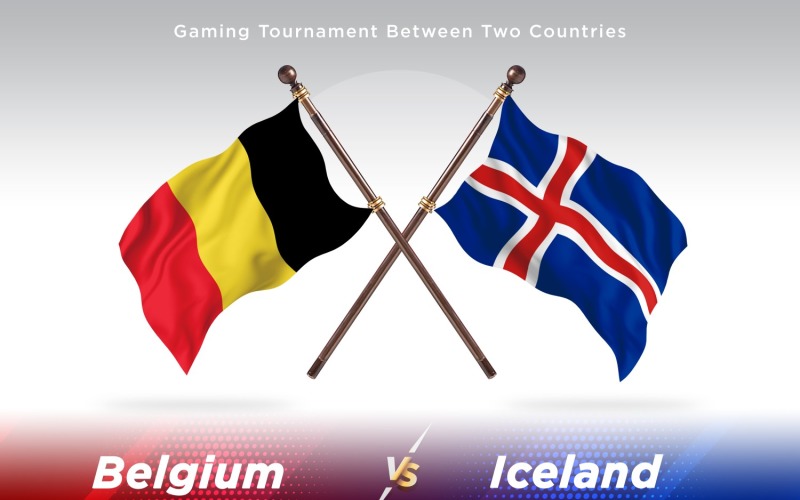 Belgium versus Iceland Two Flags Illustration
