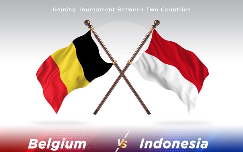 Belgium versus Indonesia Two Flags Illustration