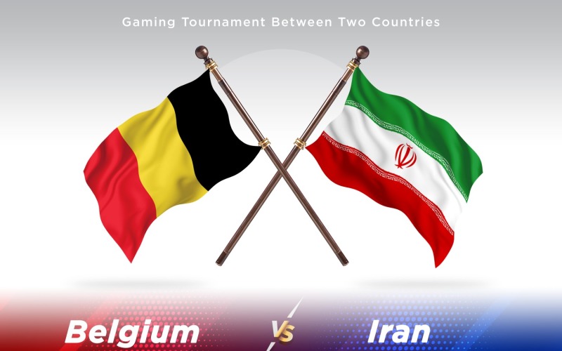Belgium versus Iran Two Flags Illustration