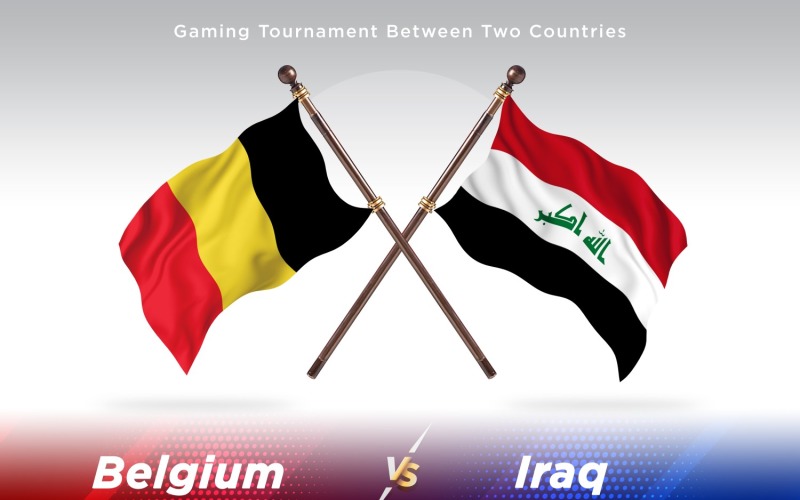 Belgium versus Iraq Two Flags Illustration