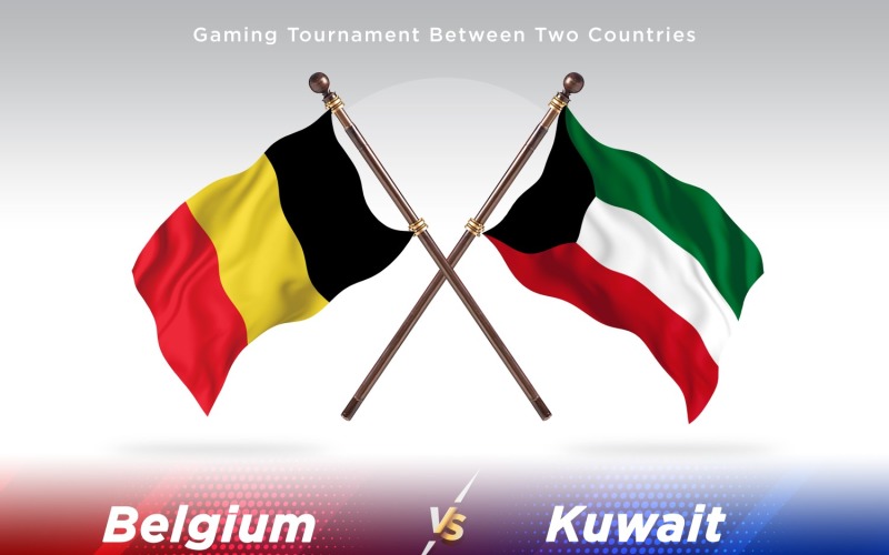 Belgium versus Kuwait Two Flags Illustration