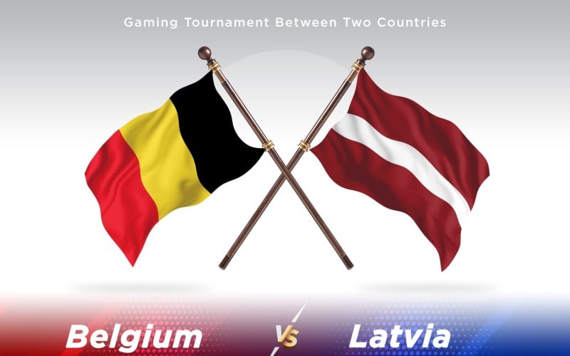 Belgium versus Latvia Two Flags Illustration