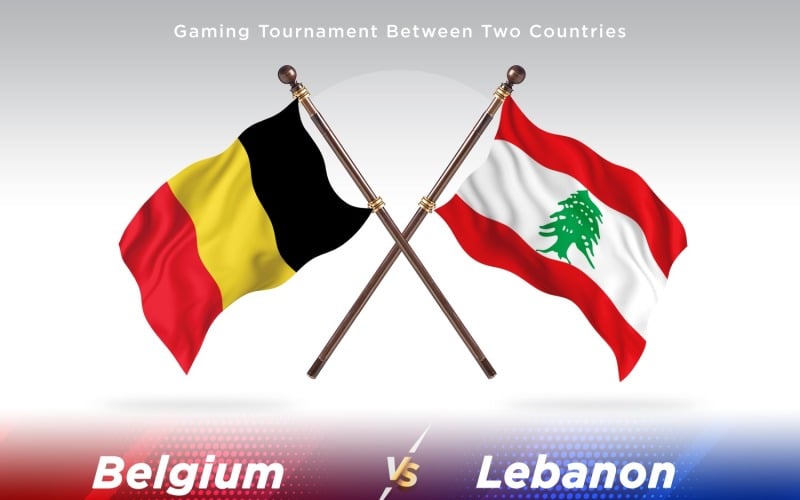 Belgium versus Lebanon Two Flags Illustration