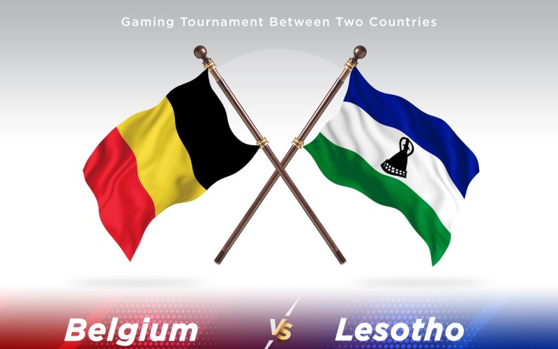 Belgium versus Lesotho Two Flags Illustration