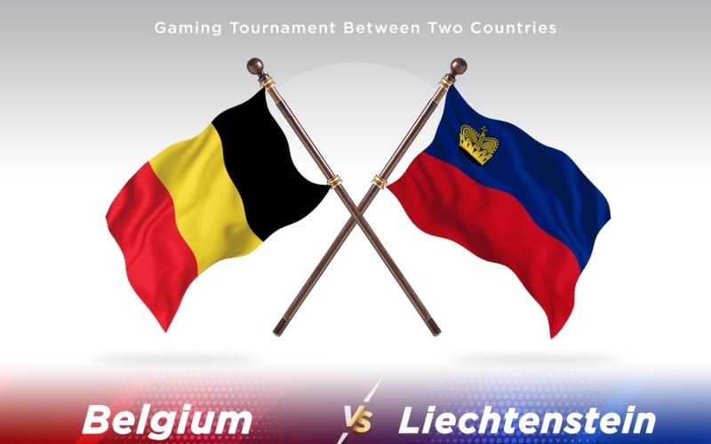 Belgium versus Liechtenstein Two Flags Illustration