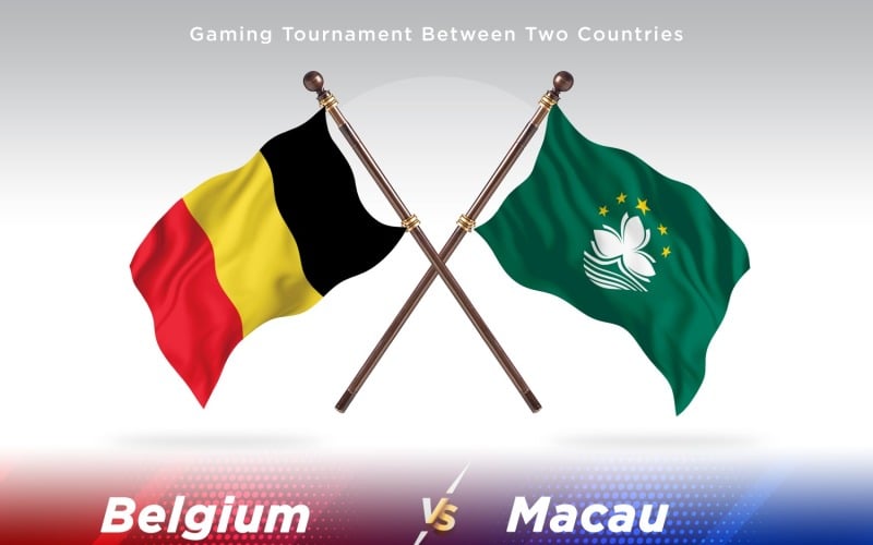 Belgium versus Macau Two Flags Illustration