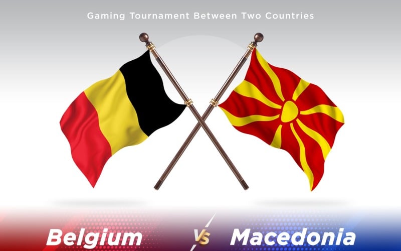 Belgium versus Macedonia Two Flags Illustration