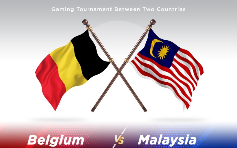 Belgium versus Malaysia Two Flags Illustration