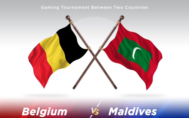 Belgium versus Maldives Two Flags Illustration