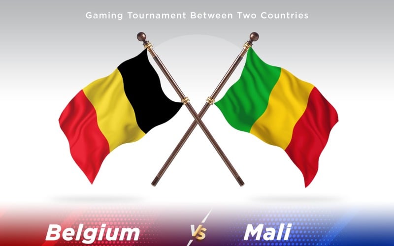 Belgium versus Mali Two Flags Illustration