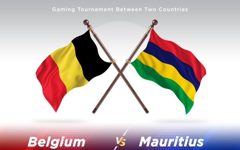 Belgium versus Mauritius Two Flags Illustration
